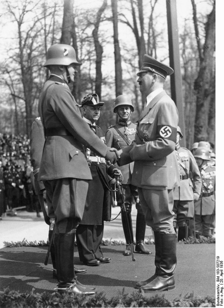 Werner von Blomberg congratulates Adolf Hitler on his 47th birthday